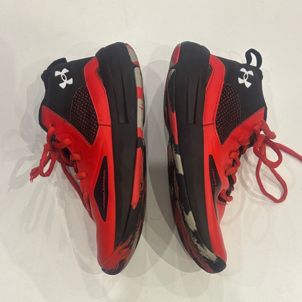 Under Armour Kids Red and Black Sneakers - Picture 7 of 9